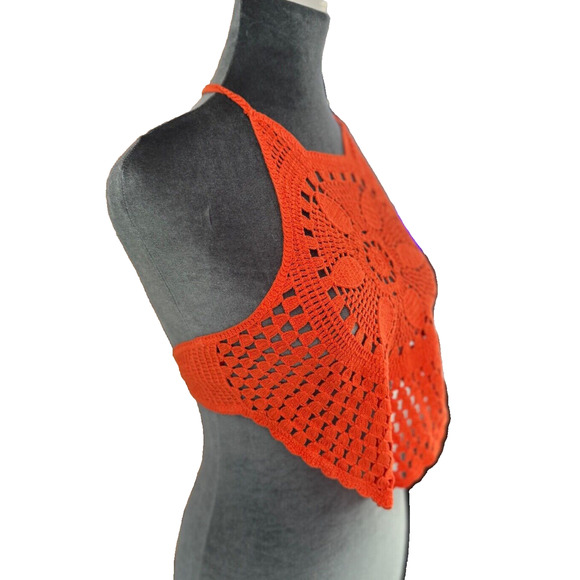 Love Tree Crochet Top Boho 70's Retro Hippie Size Small - Picture 2 of 4